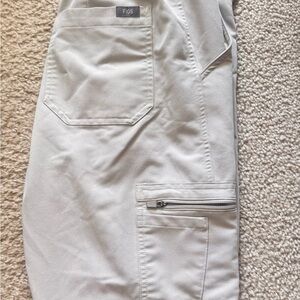 FIGS Light Gray Cargo Scrub Pants with Zipper Pocket